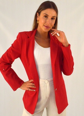Blazer Sem Fechamento Donna Ritz Cor Rubi - Foto 1