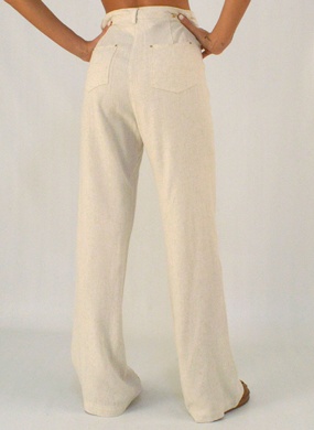 Cal�a Linho Wide Leg Vanilla Alpelo - Foto 3