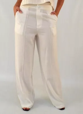 Calça Alfaiataria Pantalona Off White Alice  - Foto 1