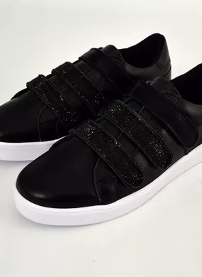 Tênis Couro Preto Com Strass Orcade - Foto 1
