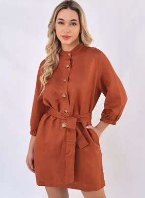 Vestido Curto Cor Conhaque Cheroy - Foto 1