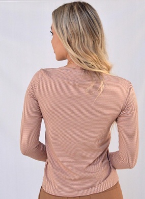 Blusa B�sica Listrada Tribeca Ferrugem - Foto 3