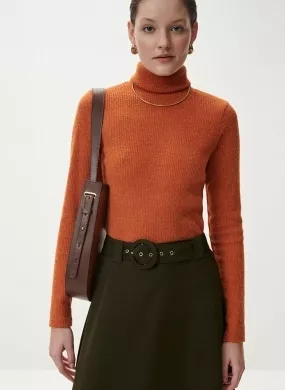 Blusa Canelada Gola Alta Lez a Lez Laranja - Foto 1