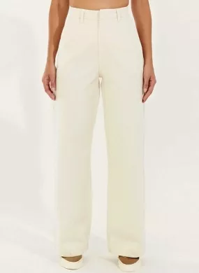 Calça Sarja Alfaiataria Cantão Cor Off White - Foto 4