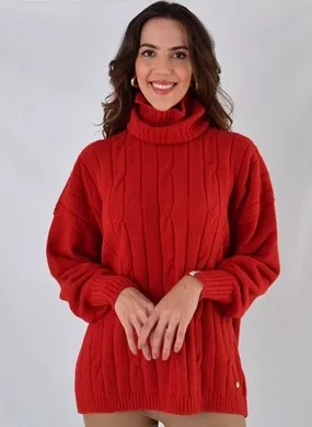Malha Biamar Oversized Gola Removível Vermelha  - Foto 1