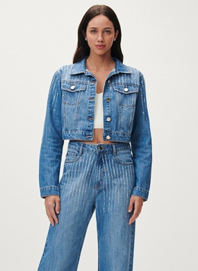 Jaqueta Jeans Cropped com Strass Lez a Lez  - Foto 1