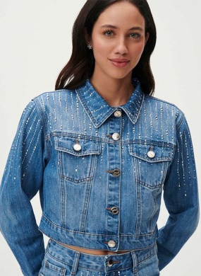 Jaqueta Jeans Cropped com Strass Lez a Lez  - Foto 3