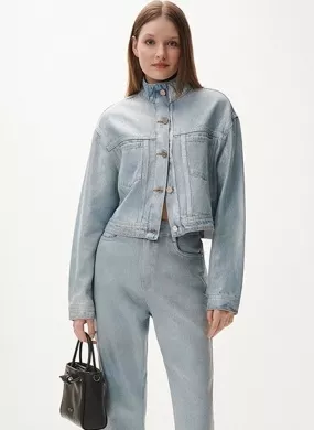 Jaqueta Jeans Cropped com Gola Alta Lez a Lez  - Foto 1