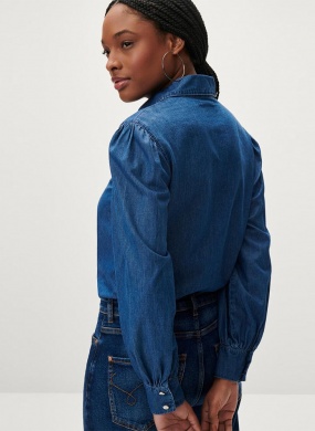 Camisa Jeans Com Manga Longa Bufante Lez a Lez - Foto 2