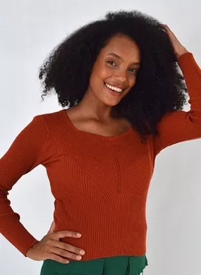 Blusa Canelada Tricot Haes Cor Saibro - Foto 1