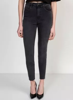 Calça Jeans Preta Turmalina Cigarrete Flor de Lis - Foto 1