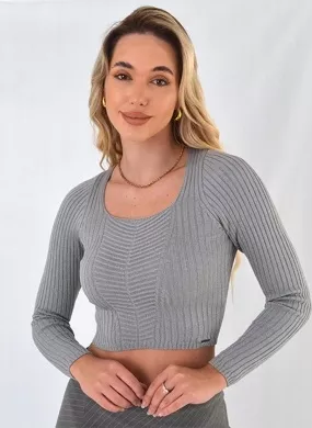 Blusa Tricot Cinza Bana Bana - Foto 1