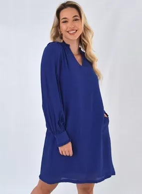Vestido Curto Viscose Shantung Cor Azul Gatos e Atos - Foto 1