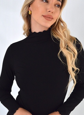 Blusa Canelada De Viscose Preto Gatos e Atos - Foto 2