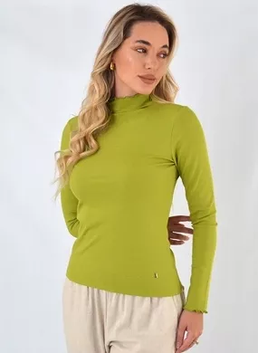 Blusa Canelada De Viscose Verde Gatos e Atos - Foto 1
