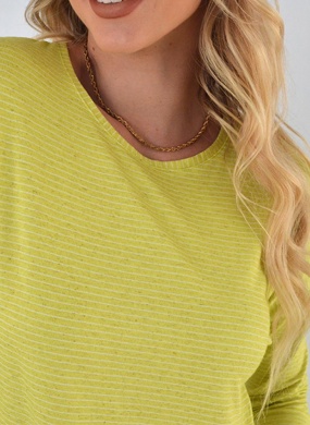 Blusa Viscolinho Maquinetado Amarelo Listrado Gatos e Atos - Foto 2