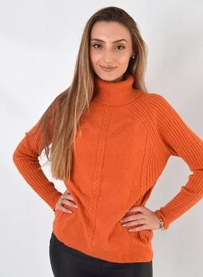 Blusa Gola Alta Malha Miose Laranja - Foto 1