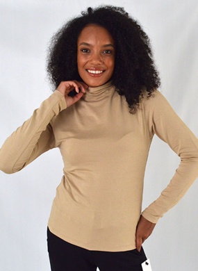 Blusa Gola Alta Cor Areia Declari - Foto 2