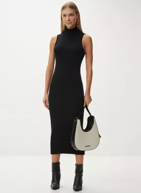 Vestido Midi Justo em Tricô Preto Com Brilho Lez a Lez  - Foto 1