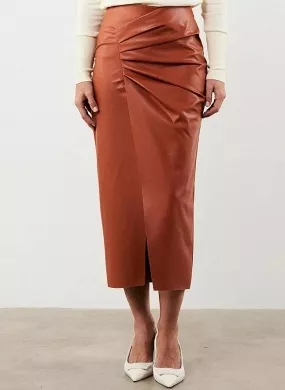 Saia Midi PU Com Pregas MX Fashion - Foto 2