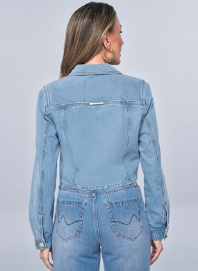 Jaqueta Jeans Claro Cropped Scalon  - Foto 1