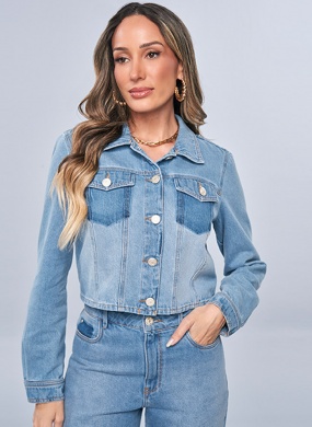 Jaqueta Jeans Claro Cropped Scalon  - Foto 3