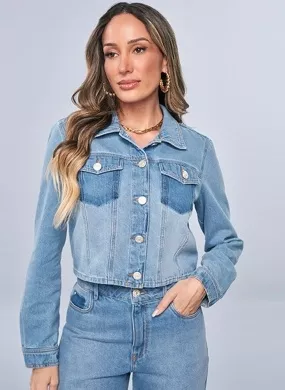 Jaqueta Jeans Claro Cropped Scalon  - Foto 3