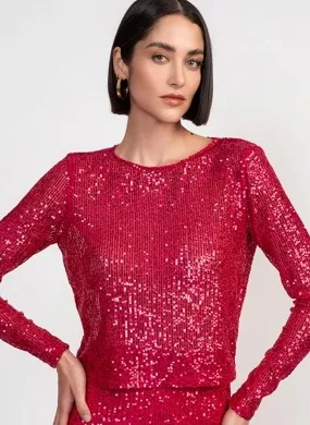 Blusa Cropped Paete Magenta Flor de Lis  - Foto 1