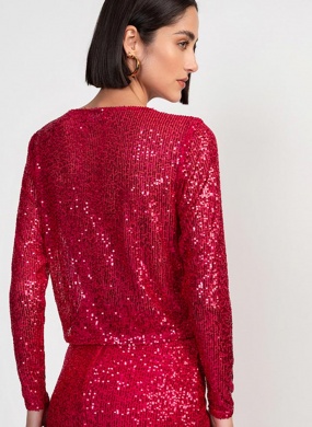 Blusa Cropped Paete Magenta Flor de Lis  - Foto 2