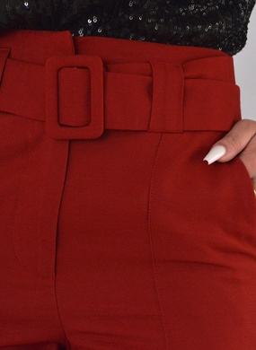 Cal�a Carrot Cintura Alta com Cinto Cor Vermelho Lez a Lez   - Foto 2