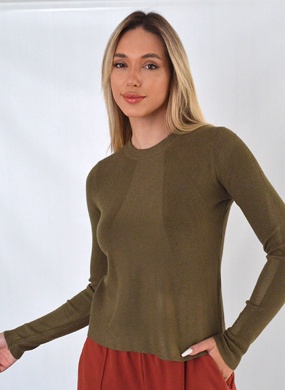 Blusa Fio de Cachemir Cor Militar Susan Zheng  - Foto 1