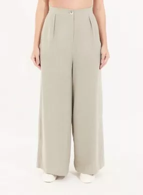 Calça Pantalona Linho Com Textura Cor Cinza Cantão - Foto 1