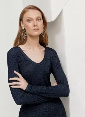 Blusa Manga Longa em Malha Viscose Marinho Lez a Lez  - Foto 1