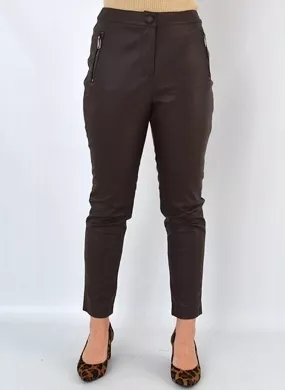 Calça Skinny De Pu Cor Cocoa Alpelo  - Foto 1