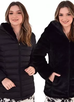 Jaqueta Alongada Reversível Cor Diamante Negro Alpelo - Foto 7