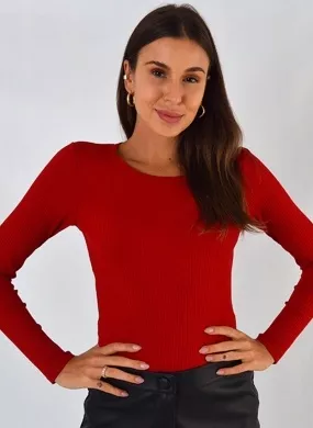 Blusa Viscolycra Canelada Flor de Lis Cor Vermelha - Foto 1