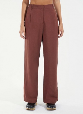 CAL�A PANTALONA ALFAIATARIA LINHO MARKET LOVERS MARROM Cant�o - Foto 1