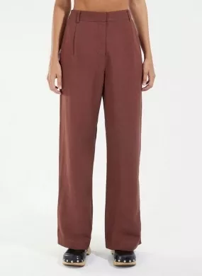CALÇA PANTALONA ALFAIATARIA LINHO MARKET LOVERS MARROM Cantão - Foto 1