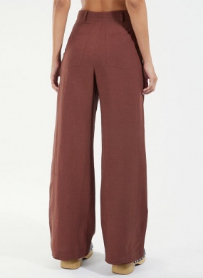 CAL�A PANTALONA ALFAIATARIA LINHO MARKET LOVERS MARROM Cant�o - Foto 2