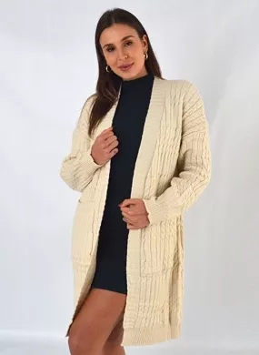 Casaco Alongado de Tricot Branco Susan Zheng - Foto 1