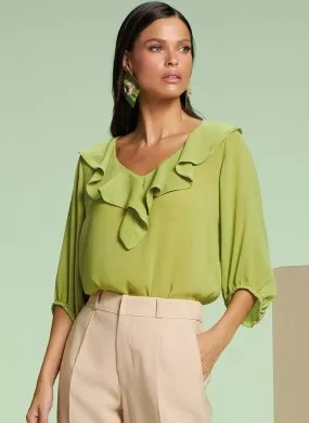 Blusa Babados Gatos e Atos Verde - Foto 1