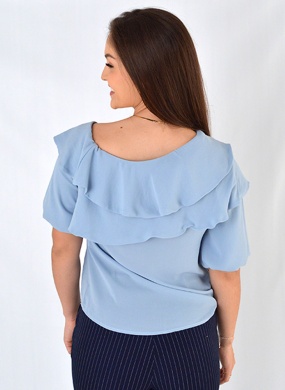 Blusa Ombro Ca�do Gatos e Atos Azul - Foto 3