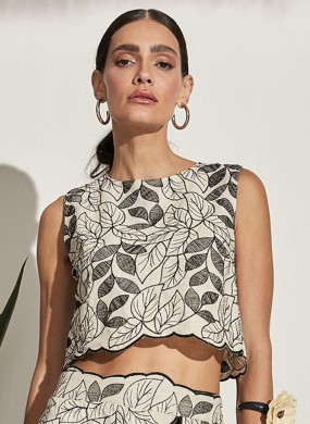 Regata Cropped Folhagem Haes - Foto 1