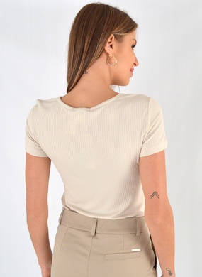 Blusa Viscolycra Canelada Tribeca Cor Gelo - Foto 3