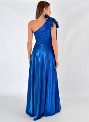 Vestido Longo Um Ombro S� Lurex Azul Urban Race - Foto 5
