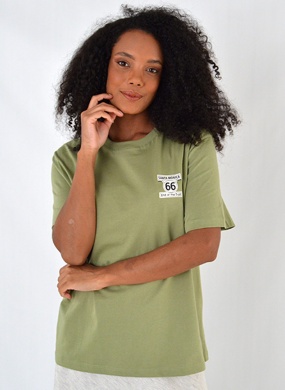 Maxi T-Shirt Em Algod�o Kaele Verde - Foto 1