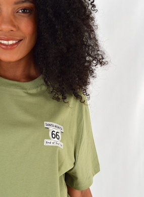 Maxi T-Shirt Em Algod�o Kaele Verde - Foto 2