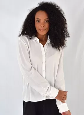 Camisa em Crepe de Viscose Off White Tribeca - Foto 1