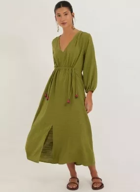 Vestido Midi Viscose Texturizada Verde Cantão - Foto 1