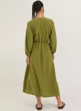 Vestido Midi Viscose Texturizada Verde Cantão - Foto 3